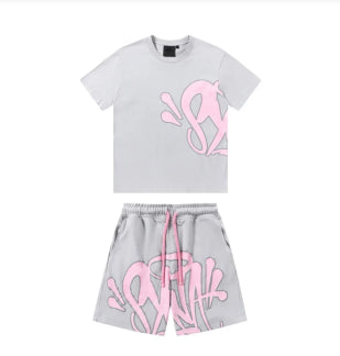 S*NA WORLD SHORT SET GREY N PINK